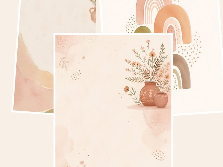 Free Baby Pink Boho Nursery Scrapbook Papers A4 – 3 Scrapbook Paper Samples
