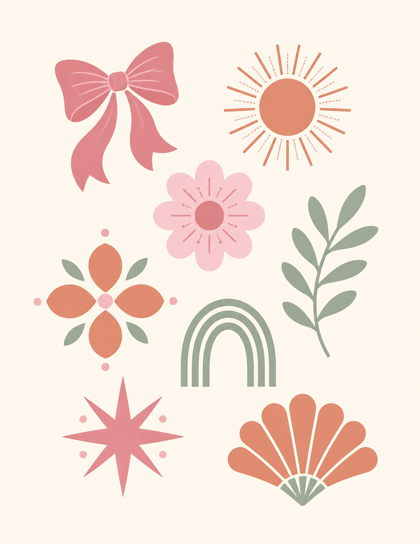 Baby Pink Boho Nursery Scrapbook Papers US Letter