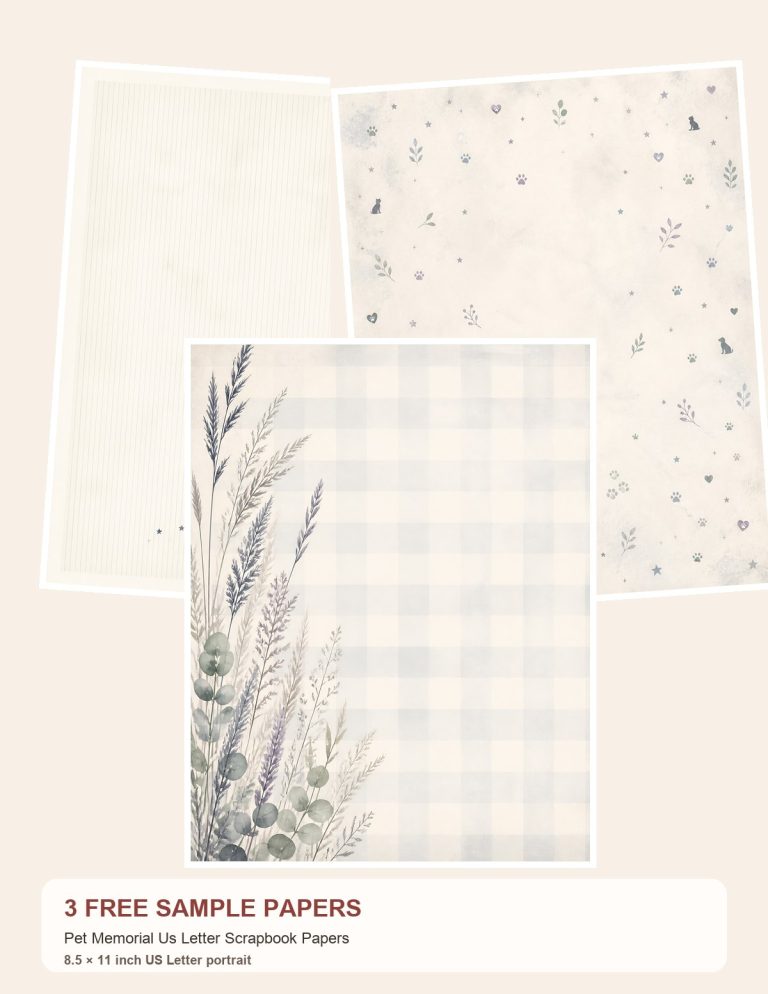 Free Pet Memorial Us Letter Scrapbook Papers – 3 Scrapbook Paper Samples preview