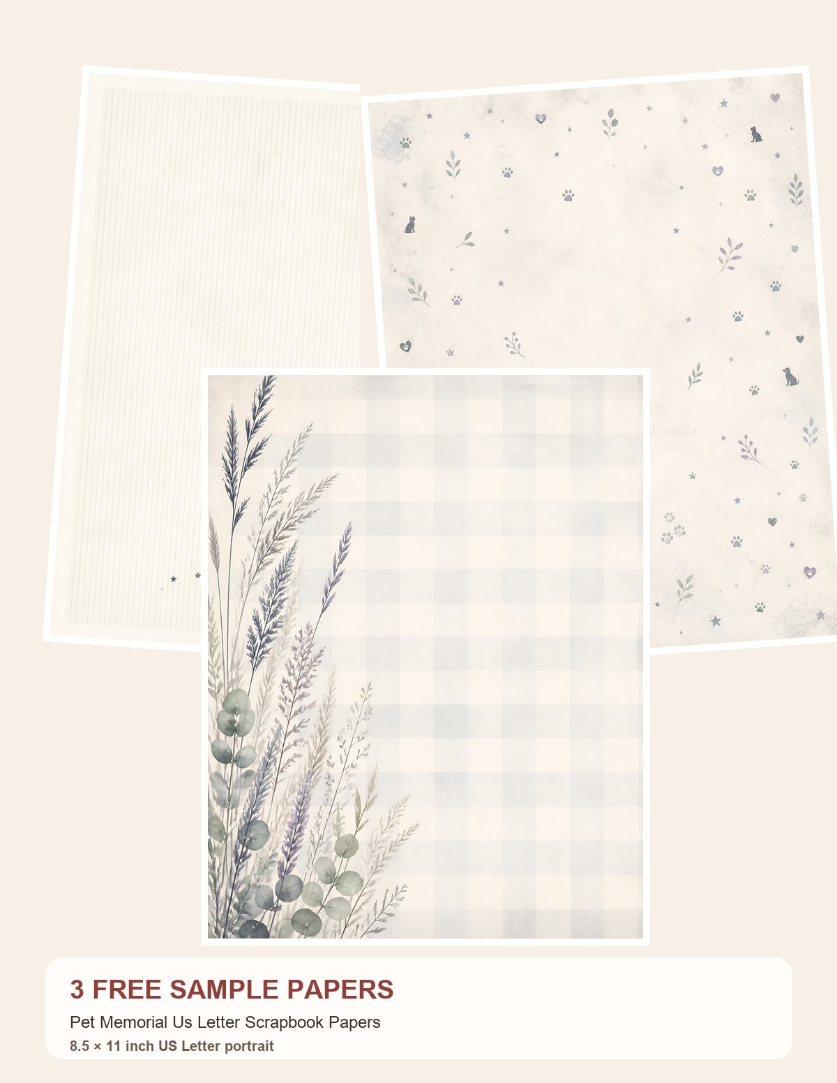 Free Pet Memorial Us Letter Scrapbook Papers – 3 Scrapbook Paper Samples