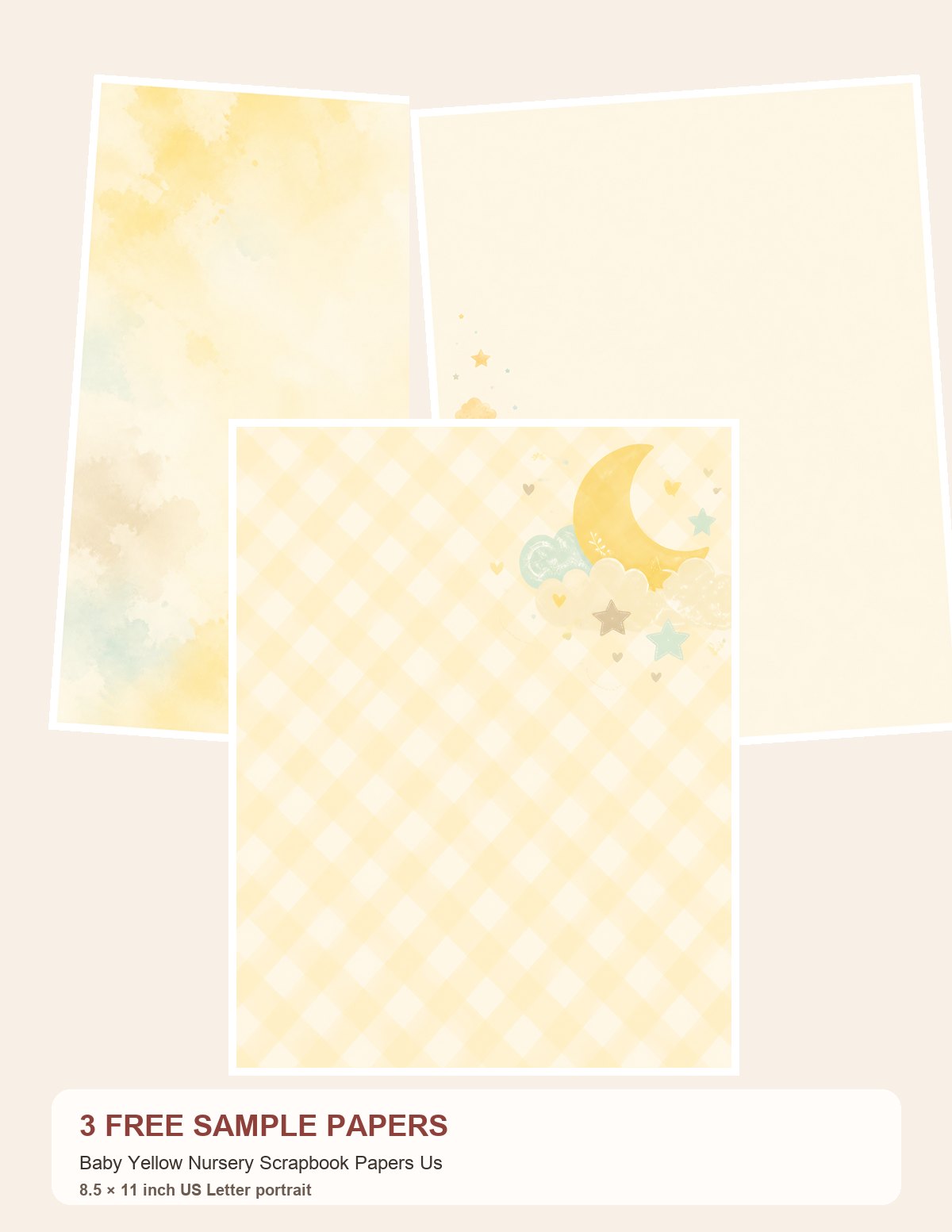 Free Baby Yellow Nursery Scrapbook Papers Us – 3 Scrapbook Paper Samples