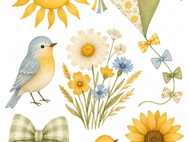 Baby Yellow Nursery Scrapbook Papers A4 35 Papers 5 Printable Die Cut Sheets