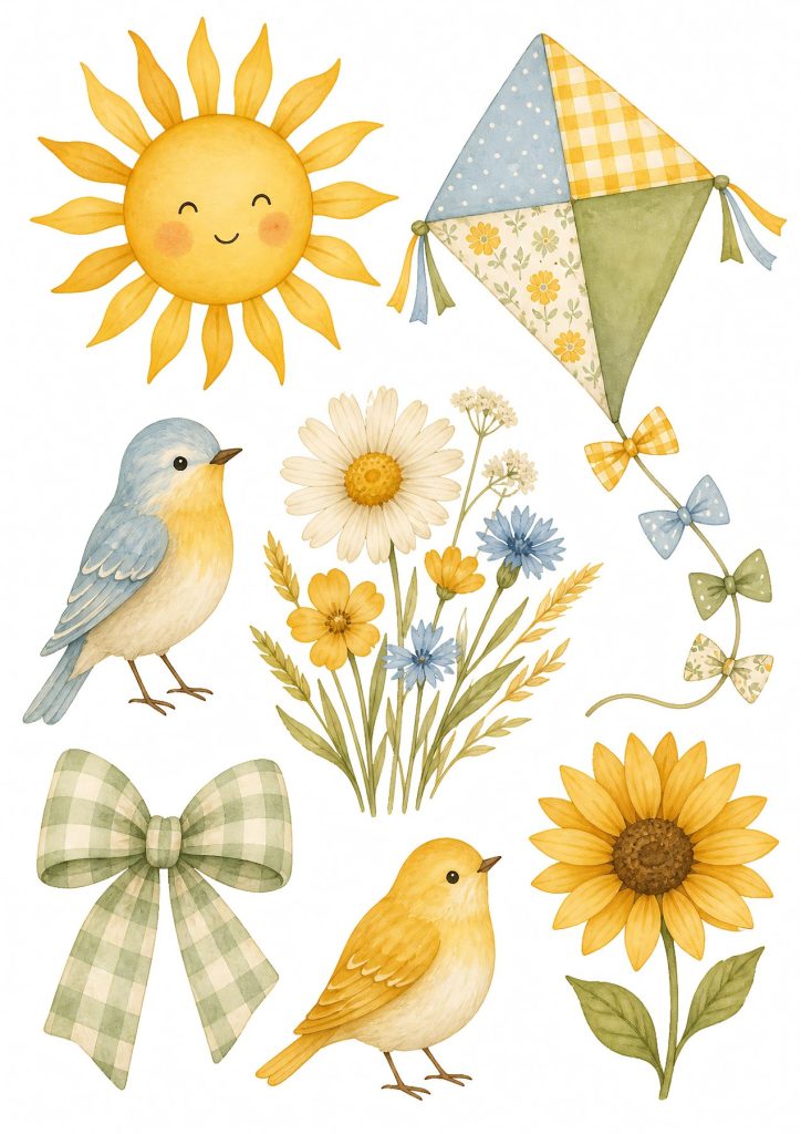Baby Yellow Nursery Scrapbook Papers A4 35 Papers 5 Printable Die Cut Sheets