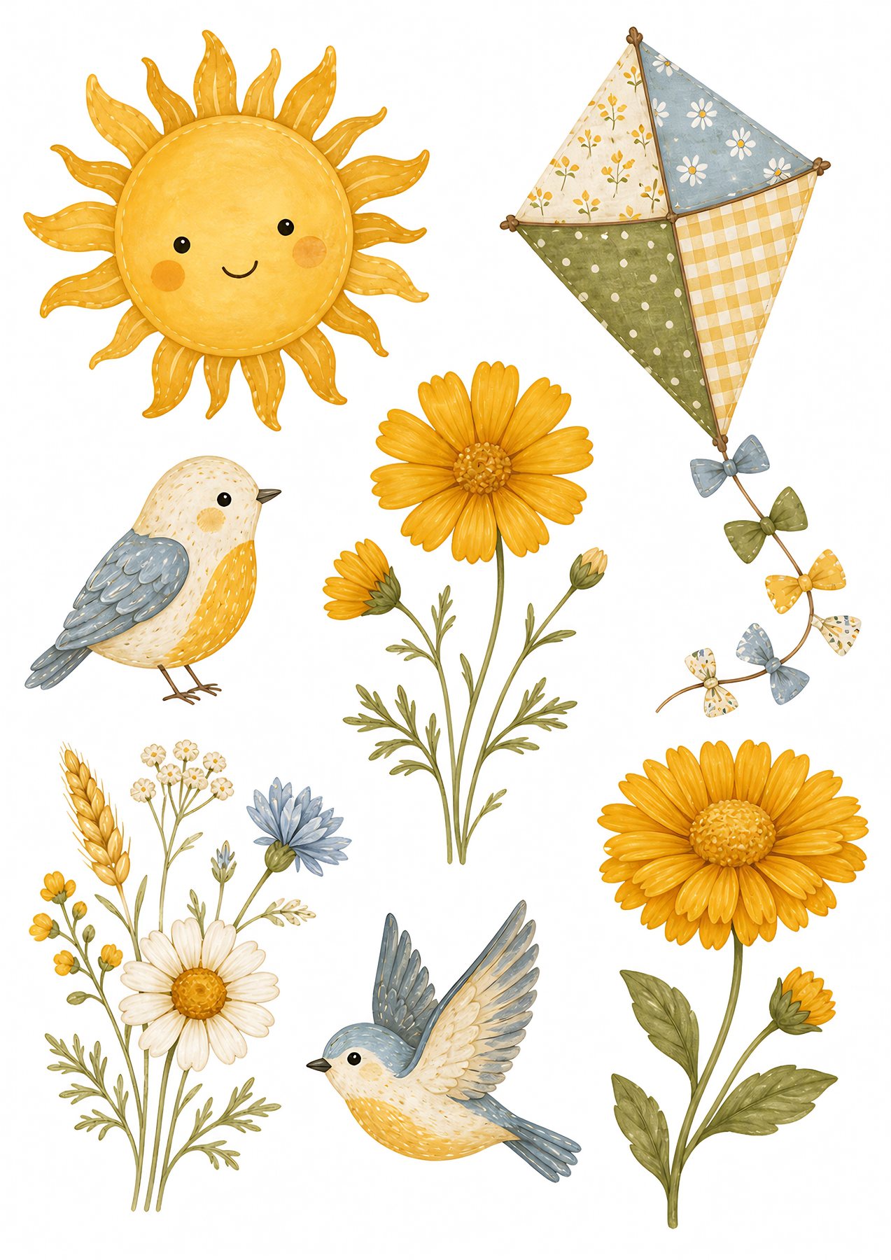 Baby Yellow Nursery Scrapbook Papers A4 35 Papers 5 Printable Die Cut Sheets preview 3