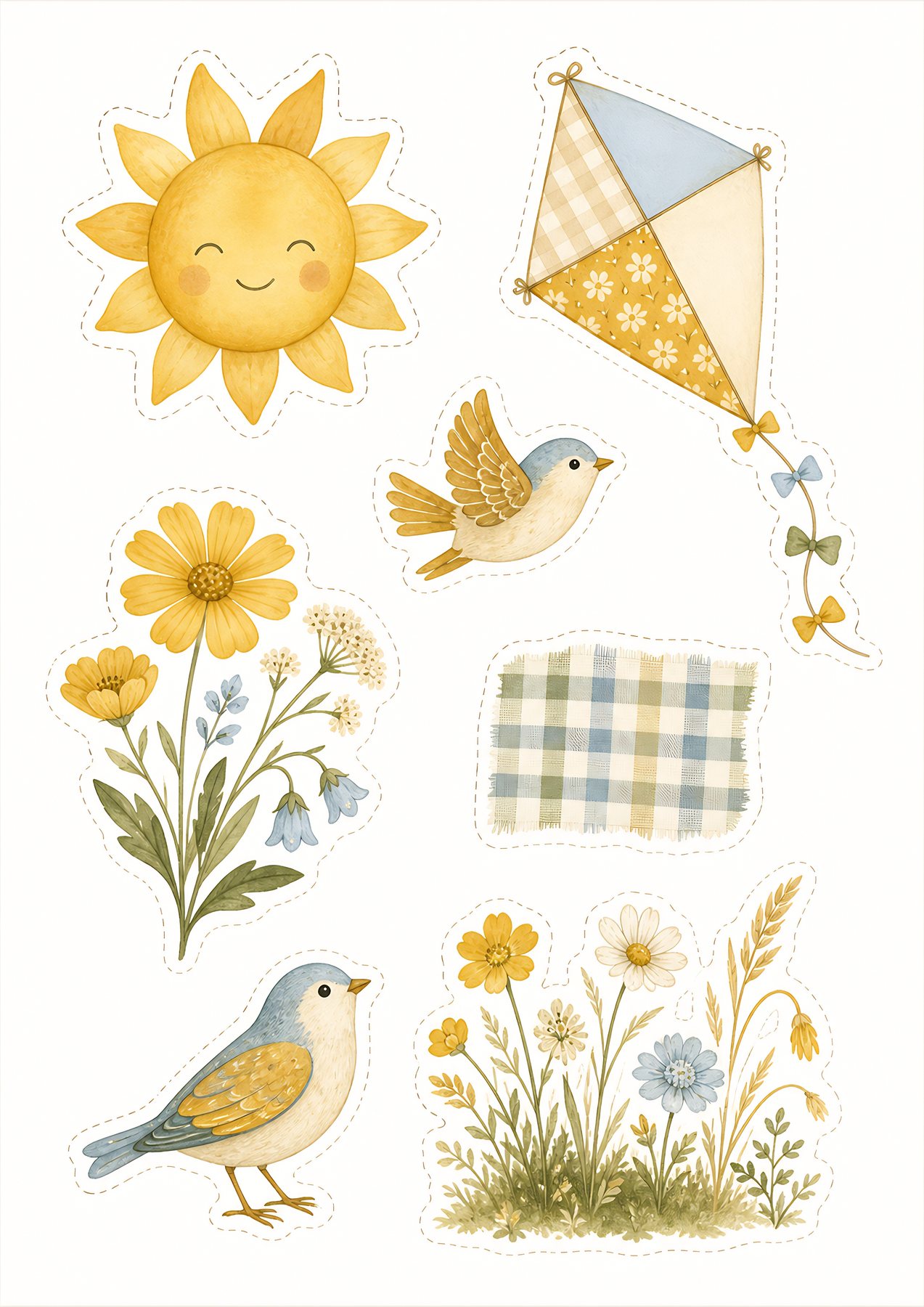 Baby Yellow Nursery Scrapbook Papers A4 35 Papers 5 Printable Die Cut Sheets preview 5