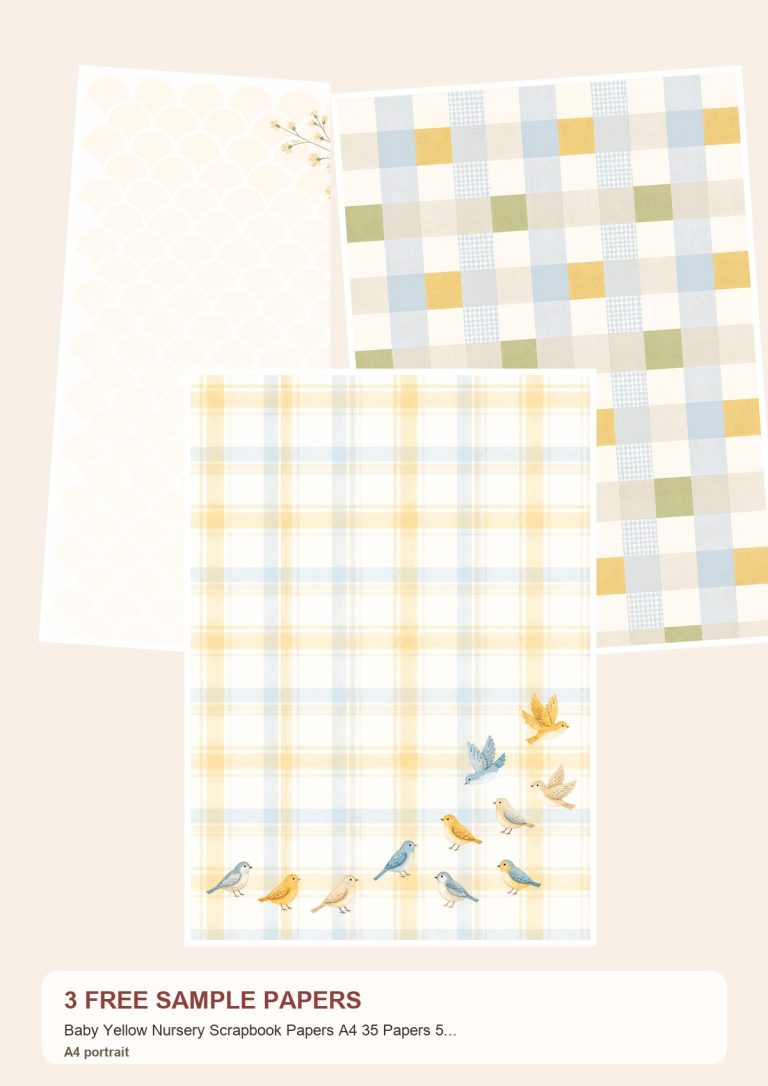Free Baby Yellow Nursery Scrapbook Papers A4 35 Papers 5 Printable Die Cut Sheets – 3 Scrapbook Paper Samples preview