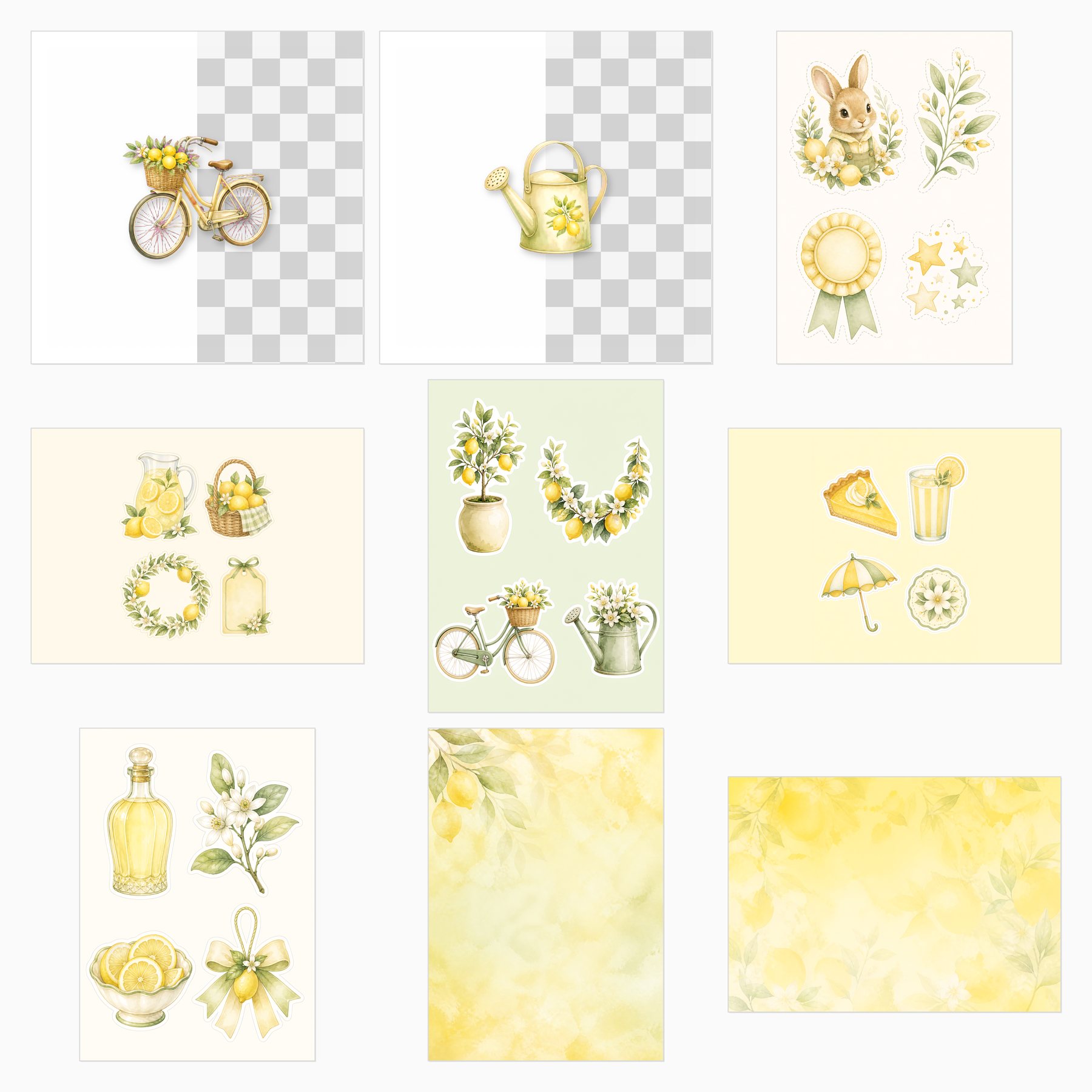 Watercolor Lemon A4 Digital Papers 30 preview 4