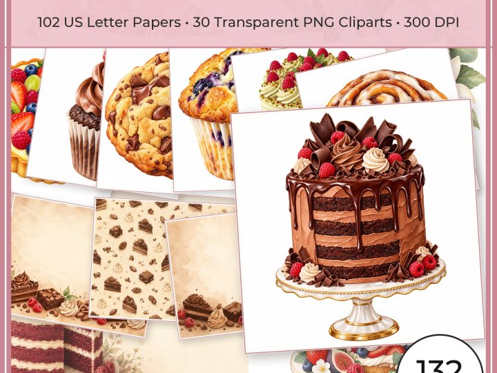 Sweet Bakery Watercolor Bundle 102 Us
