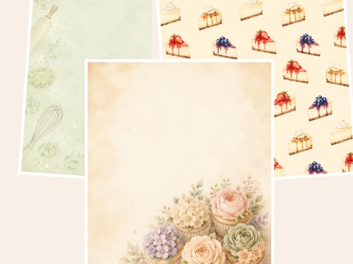 Free Sweet Bakery Watercolor Bundle 102 Us – 3 US Letter Paper Samples