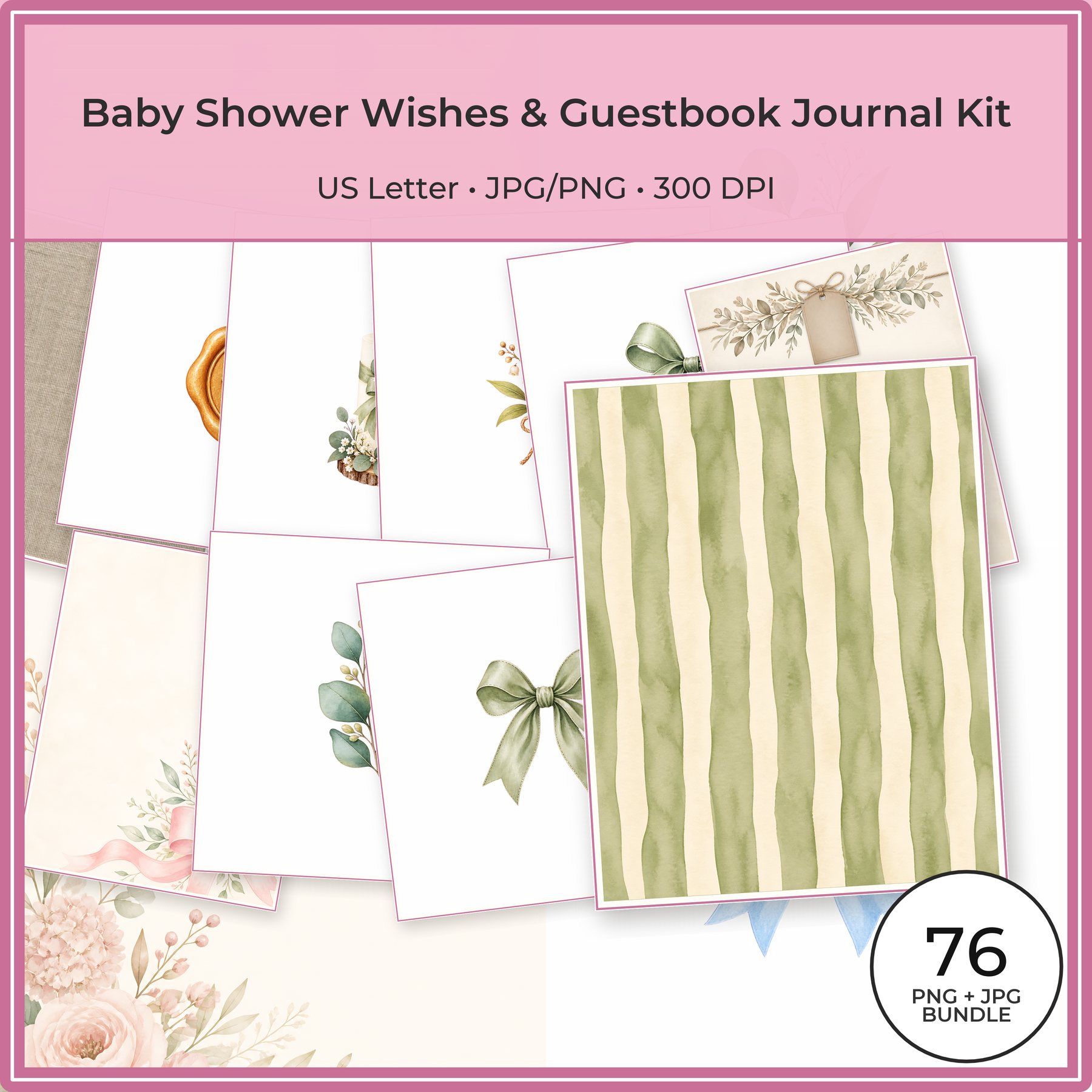 Baby Shower Guest Book Journal Kit Us