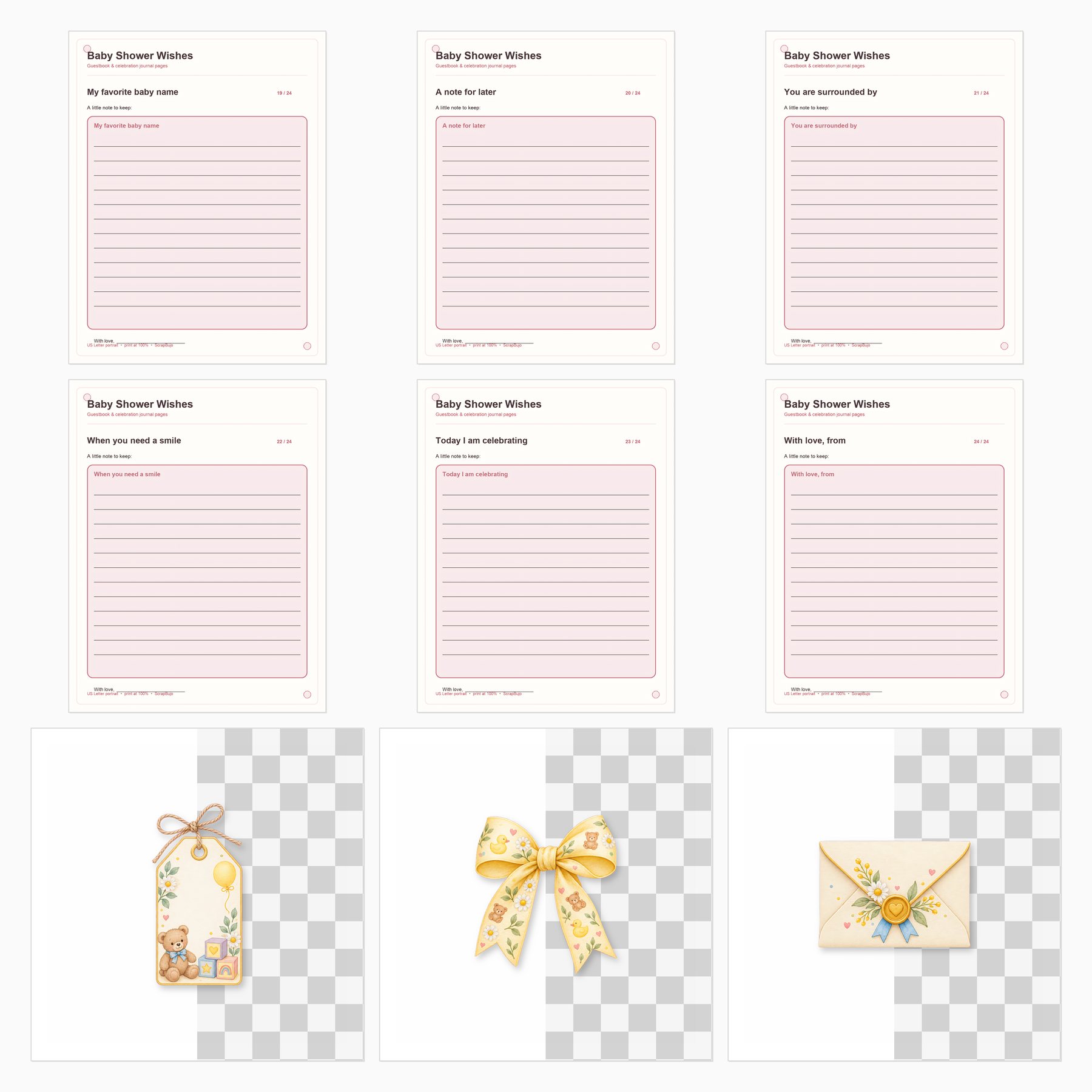 Baby Shower Guest Book Journal Kit Us preview 4