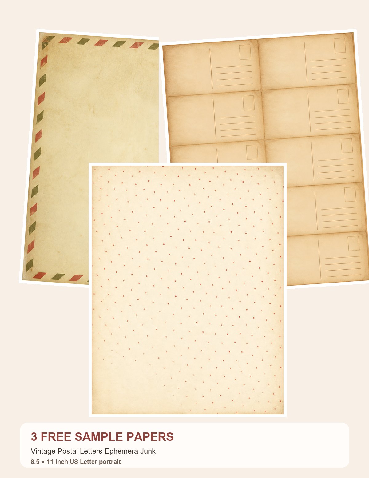 Free Vintage Postal Letters Ephemera Junk – 3 US Letter Paper Samples
