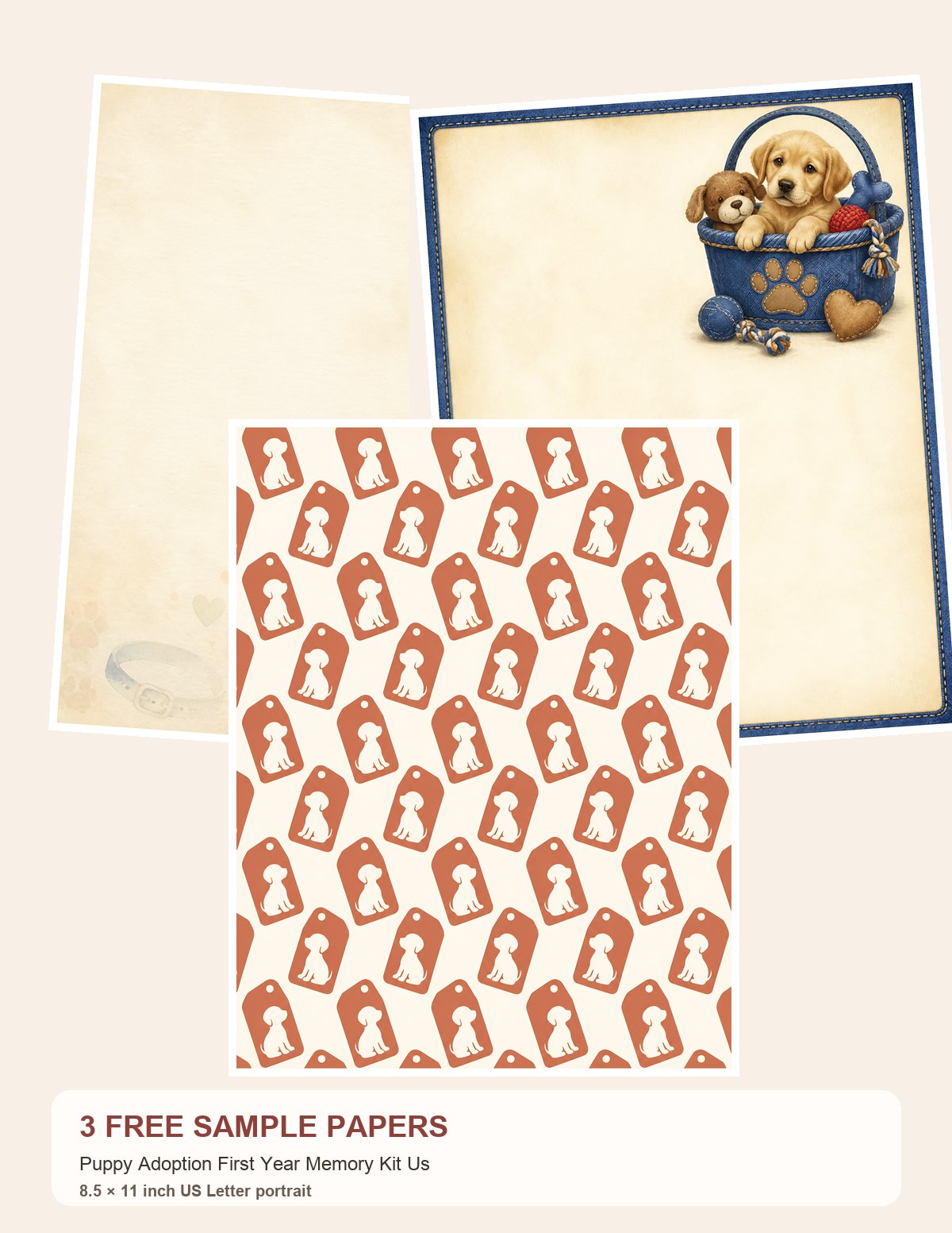 Free Puppy Adoption First Year Memory Kit Us – 3 US Letter Paper Samples