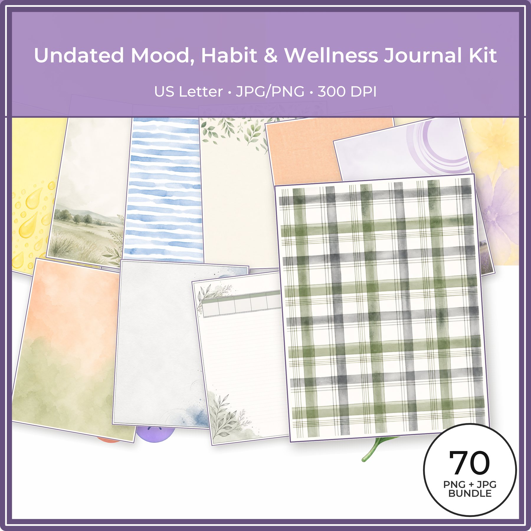Undated Mood Habit Wellness Journal Kit