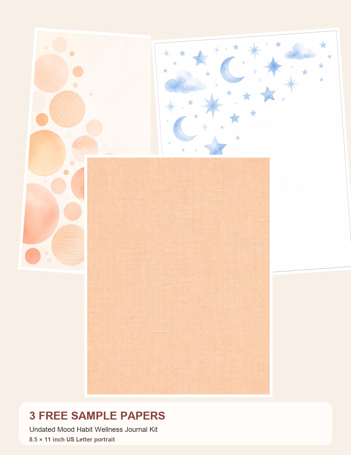 Free Undated Mood Habit Wellness Journal Kit – 3 US Letter Paper Samples