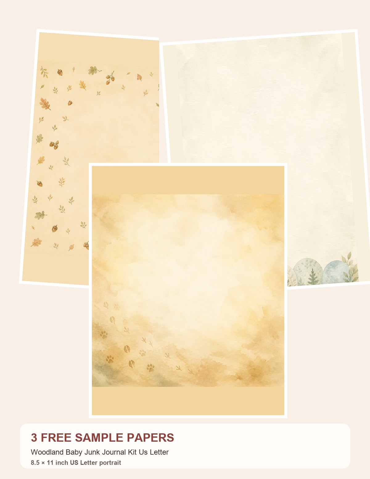 Free Woodland Baby Green Junk Journal Kit – Complete US Letter Download