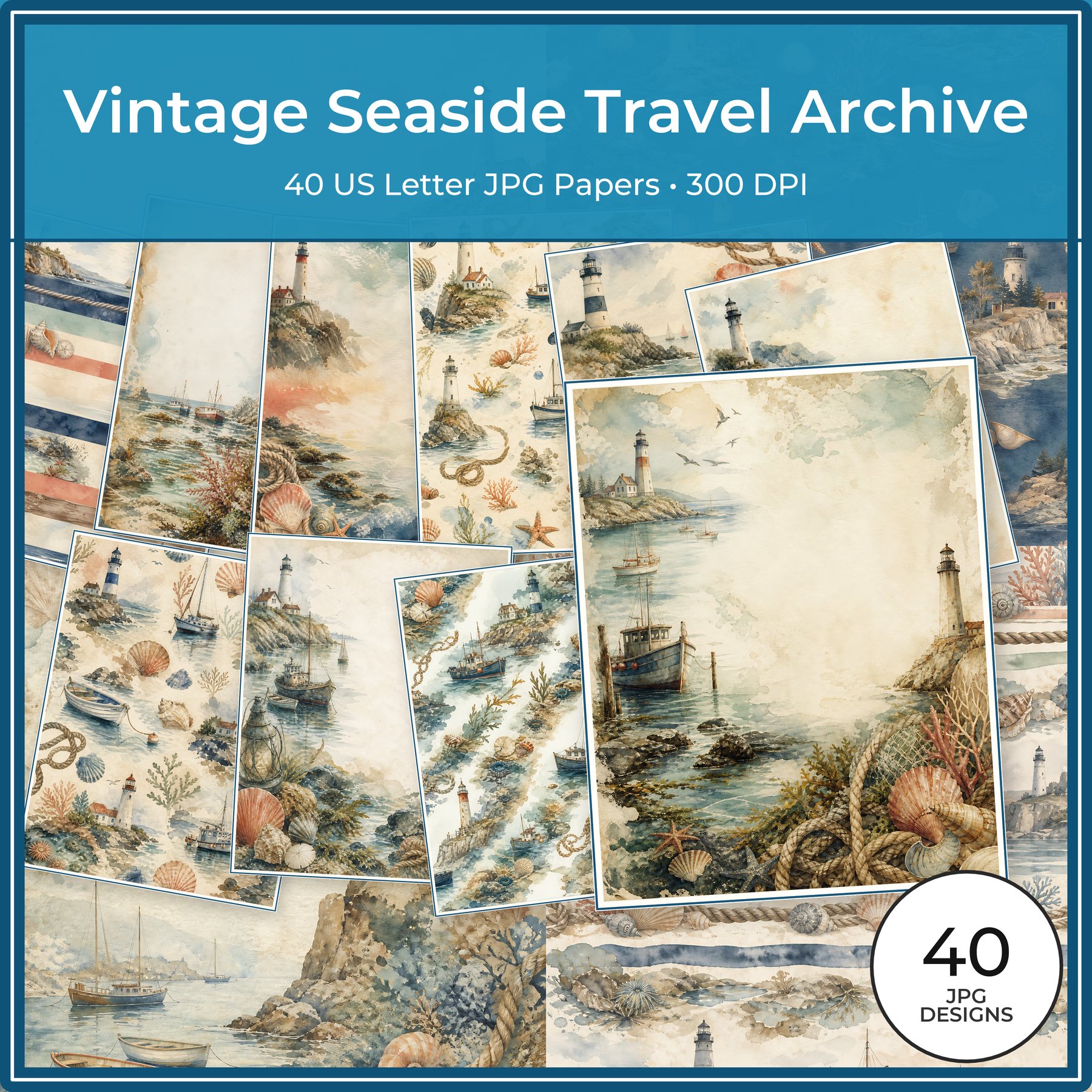 Vintage Seaside Travel Archive US Letter