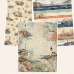 Free Vintage Seaside Travel Archive US Letter – 3 Printable Scrapbook Paper Samples preview