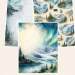 Free Alaska Glacier National Parks US Letter – 3 Printable Scrapbook Paper Samples preview