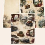 Free Vintage European Train Journey US Letter – 3 Printable Scrapbook Paper Samples preview