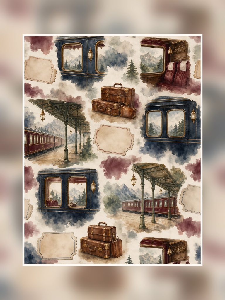 Vintage European Train Journey US Letter poster portrait