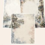 Free Parisian Artistic Travel US Letter – 3 Printable Scrapbook Paper Samples preview
