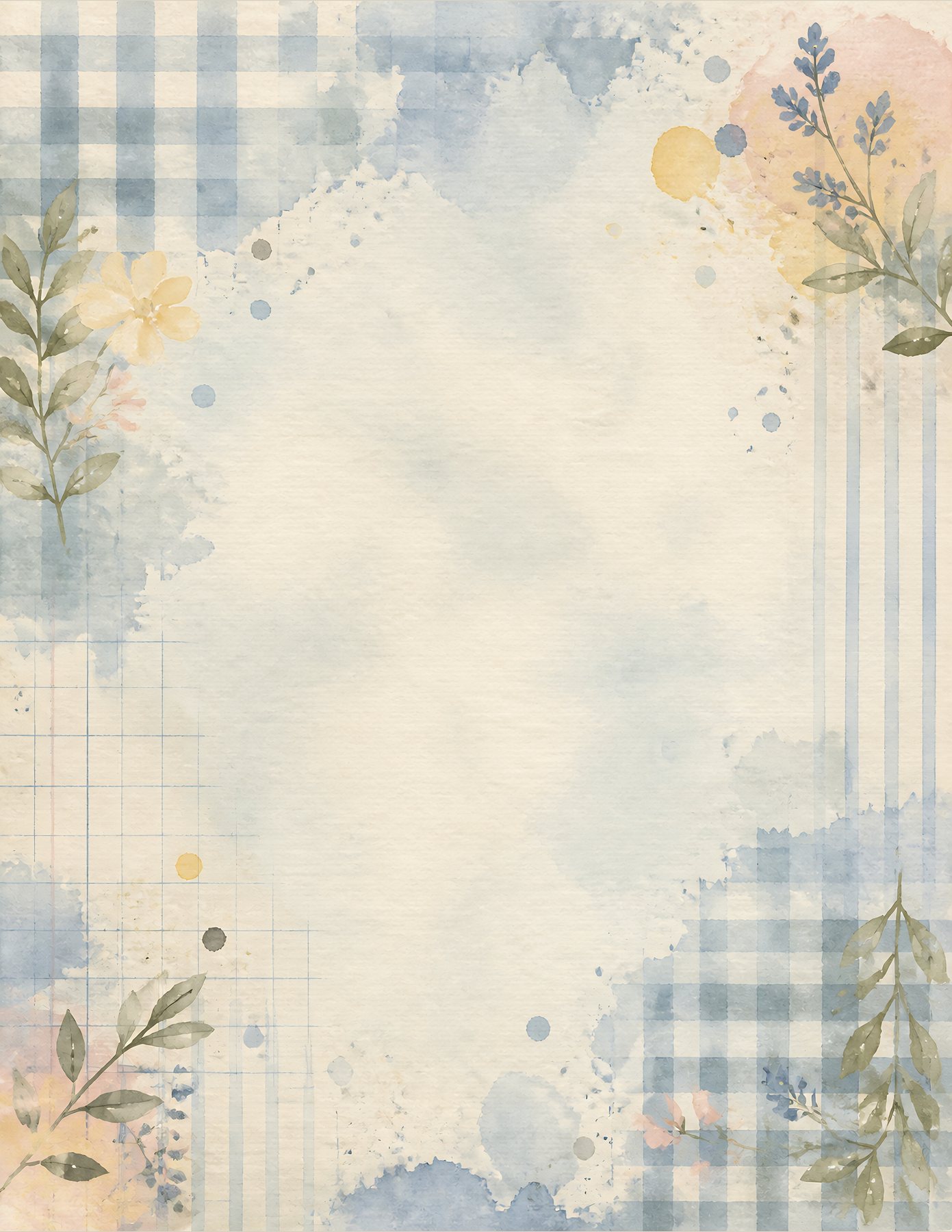 Watercolor Gingham Stripes & Ledger Foundation Papers preview 3