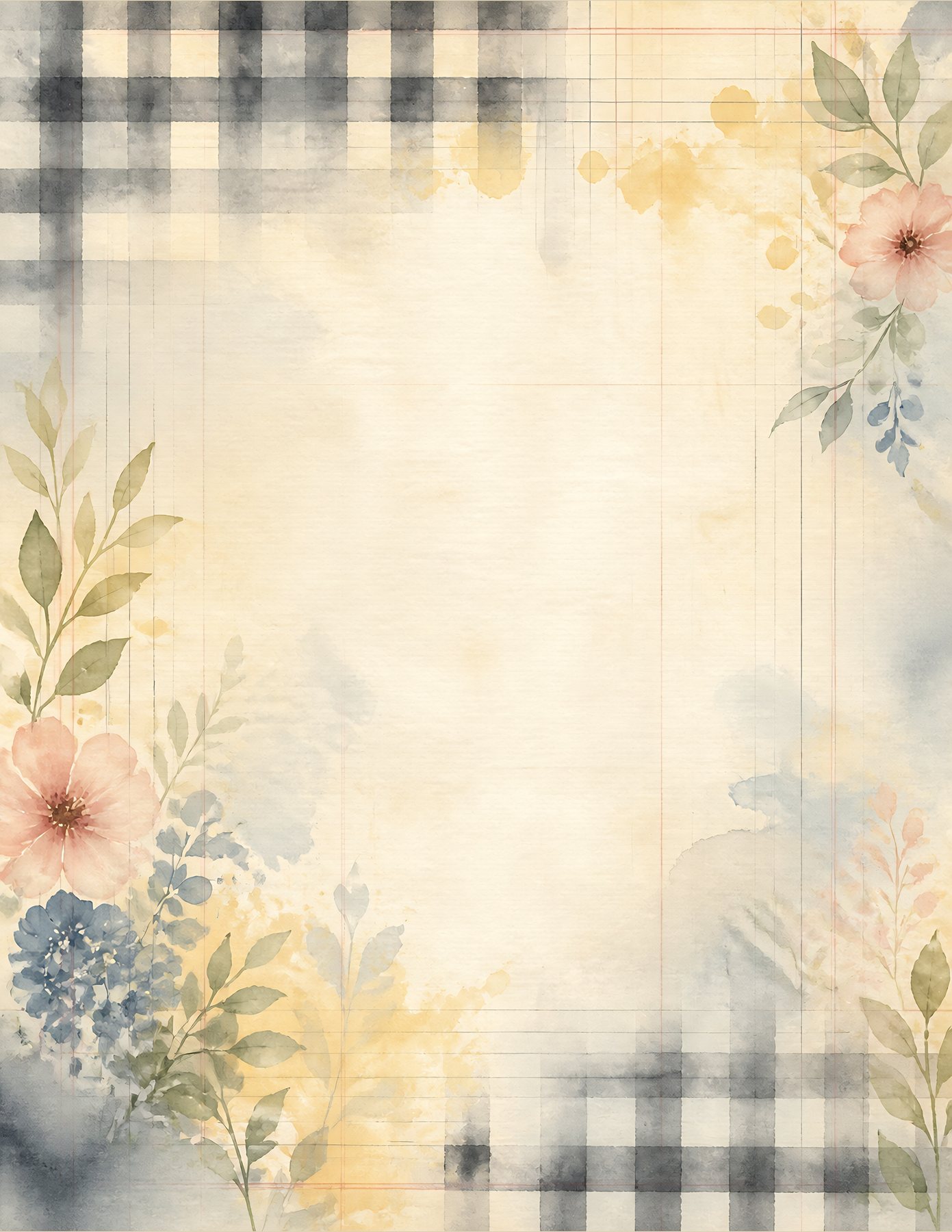 Watercolor Gingham Stripes & Ledger Foundation Papers preview 6