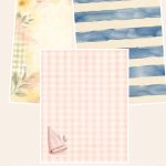 Free Watercolor Gingham Stripes & Ledger Foundation Papers – 3 Printable Scrapbook Paper Samples preview