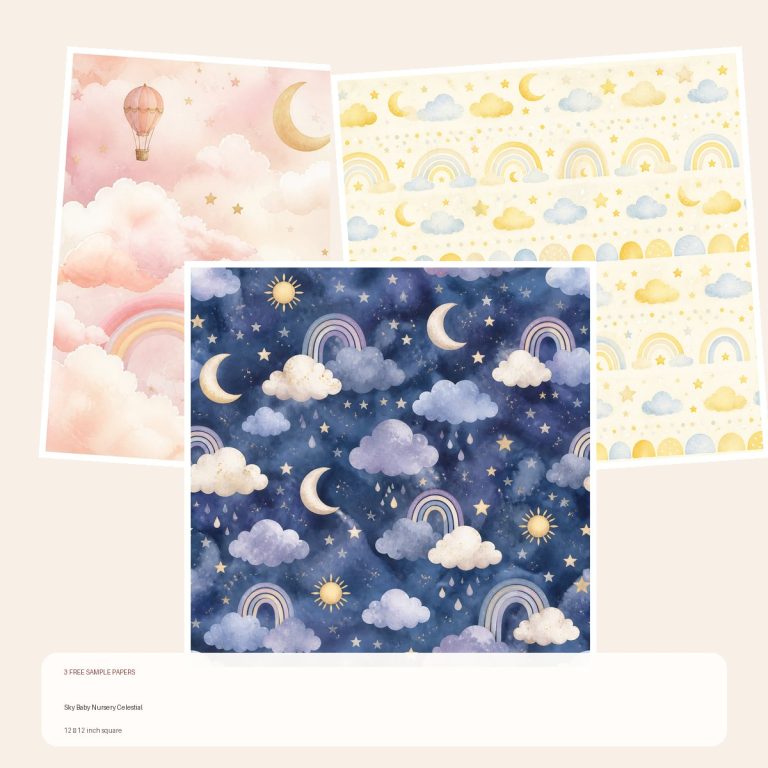 Free Sky Baby Nursery Celestial – 3 Printable Scrapbook Paper Samples preview