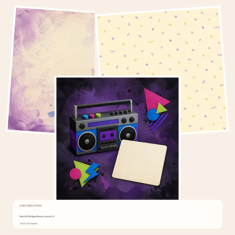 Free Retro 90S Mixtape Memory Journal 24 – 3 square Paper Samples preview