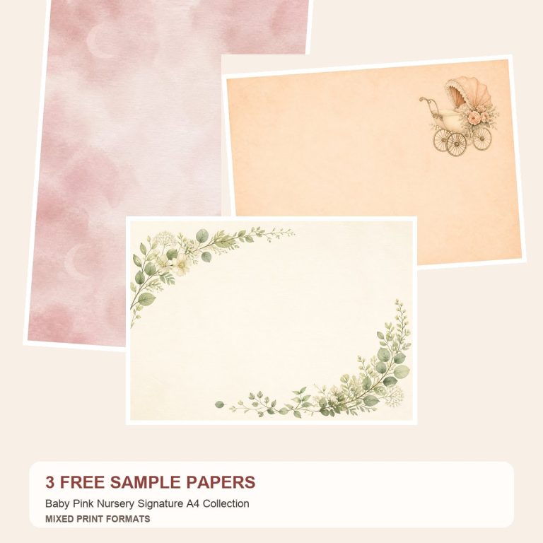Free Baby Pink Nursery Signature A4 Collection – 3 Printable Scrapbook Paper Samples preview