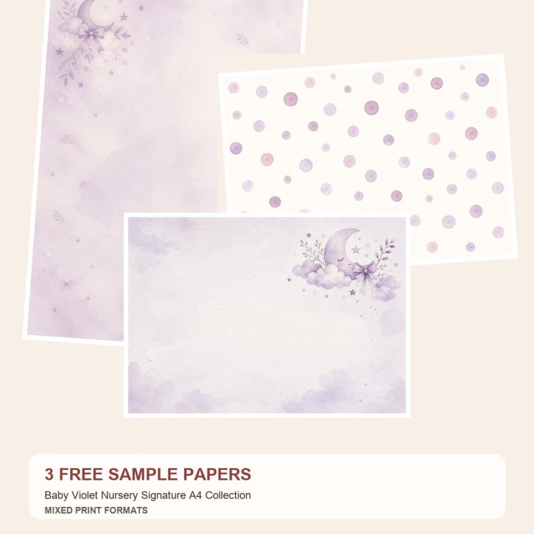 Free Baby Violet Nursery Signature A4 Collection – 3 Printable Scrapbook Paper Samples preview