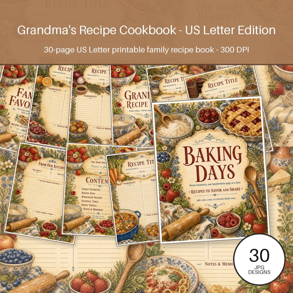 Grandmas Recipe Cookbook US Letter
