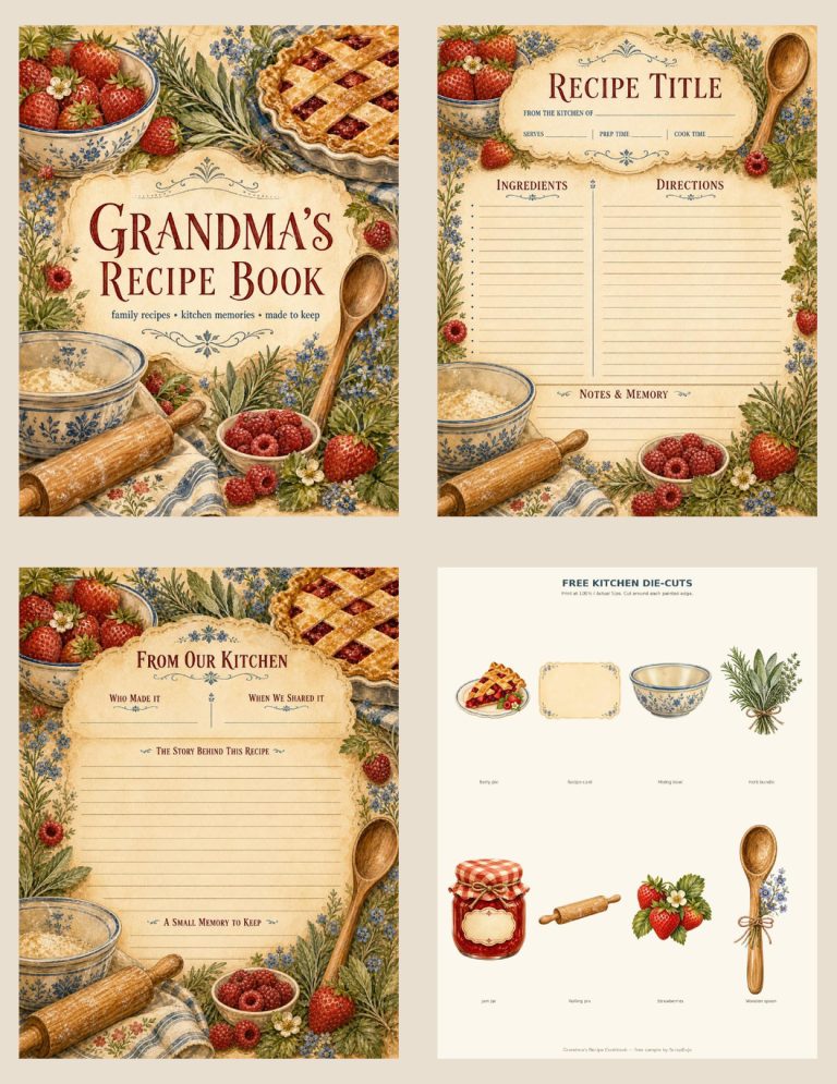 Free Printable Family Recipe Book Pages preview