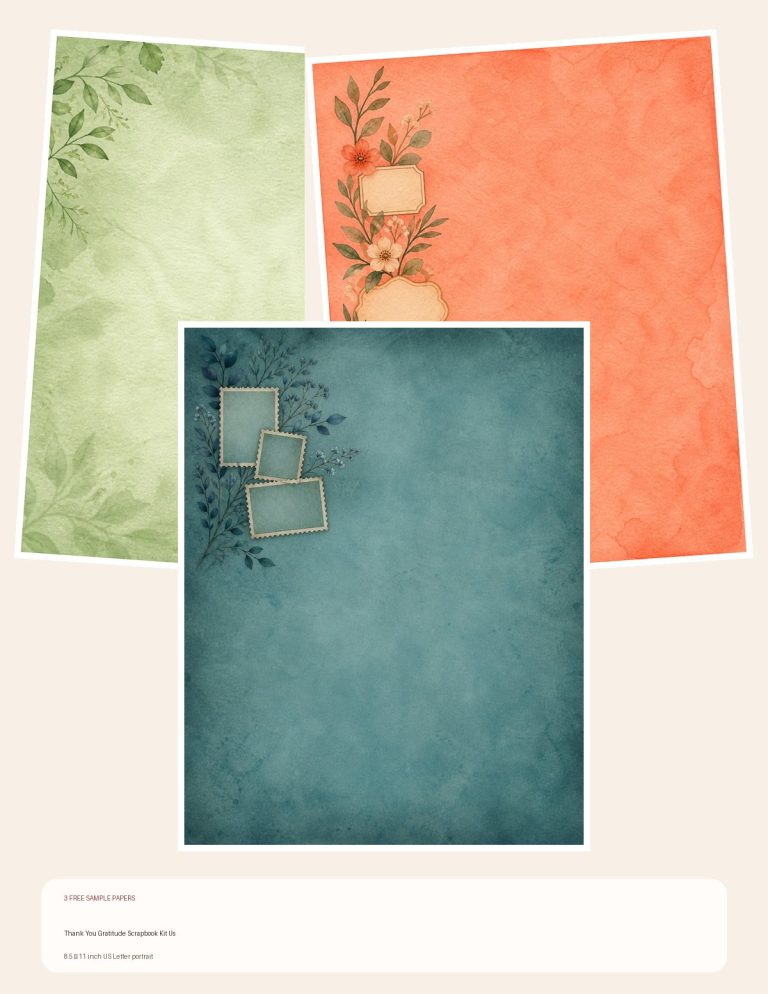 Free Thank You Gratitude Scrapbook Kit Us – 3 US Letter Paper Samples preview