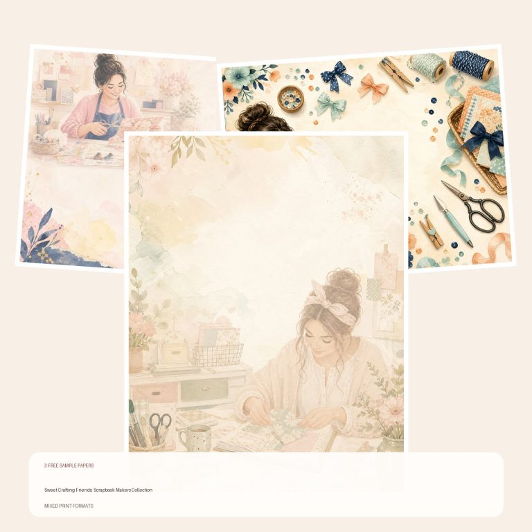 Free Sweet Crafting Friends: Scrapbook Makers Collection – 3 US Letter Paper Samples preview
