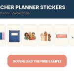 Eight free transparent PNG teacher planner stickers for classroom planning