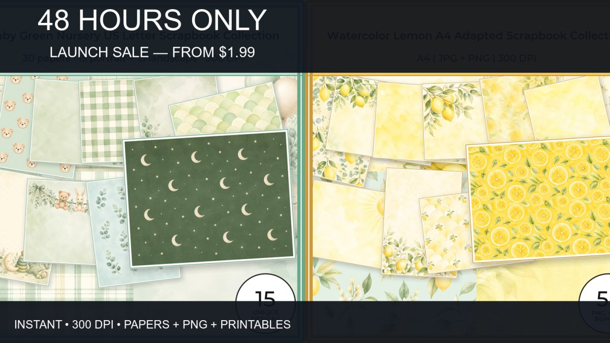 ScrapBujo 48-hour launch sale with digital scrapbook kits from $1.99
