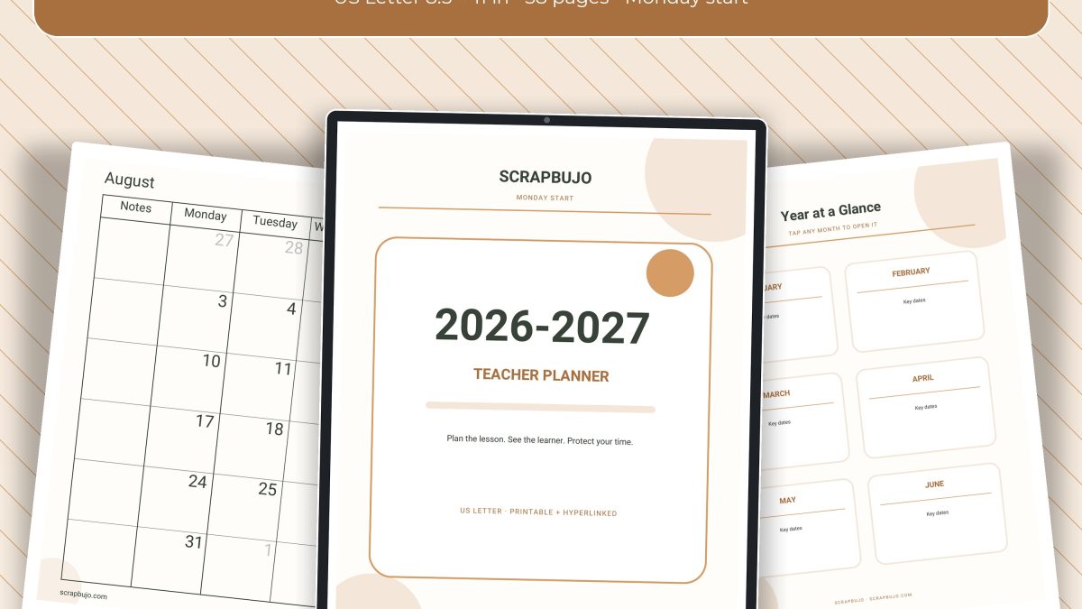 Free teacher planner August 2026 to August 2027 preview