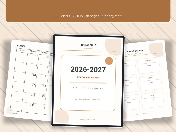 Free Teacher Planner — August 2026 to August 2027