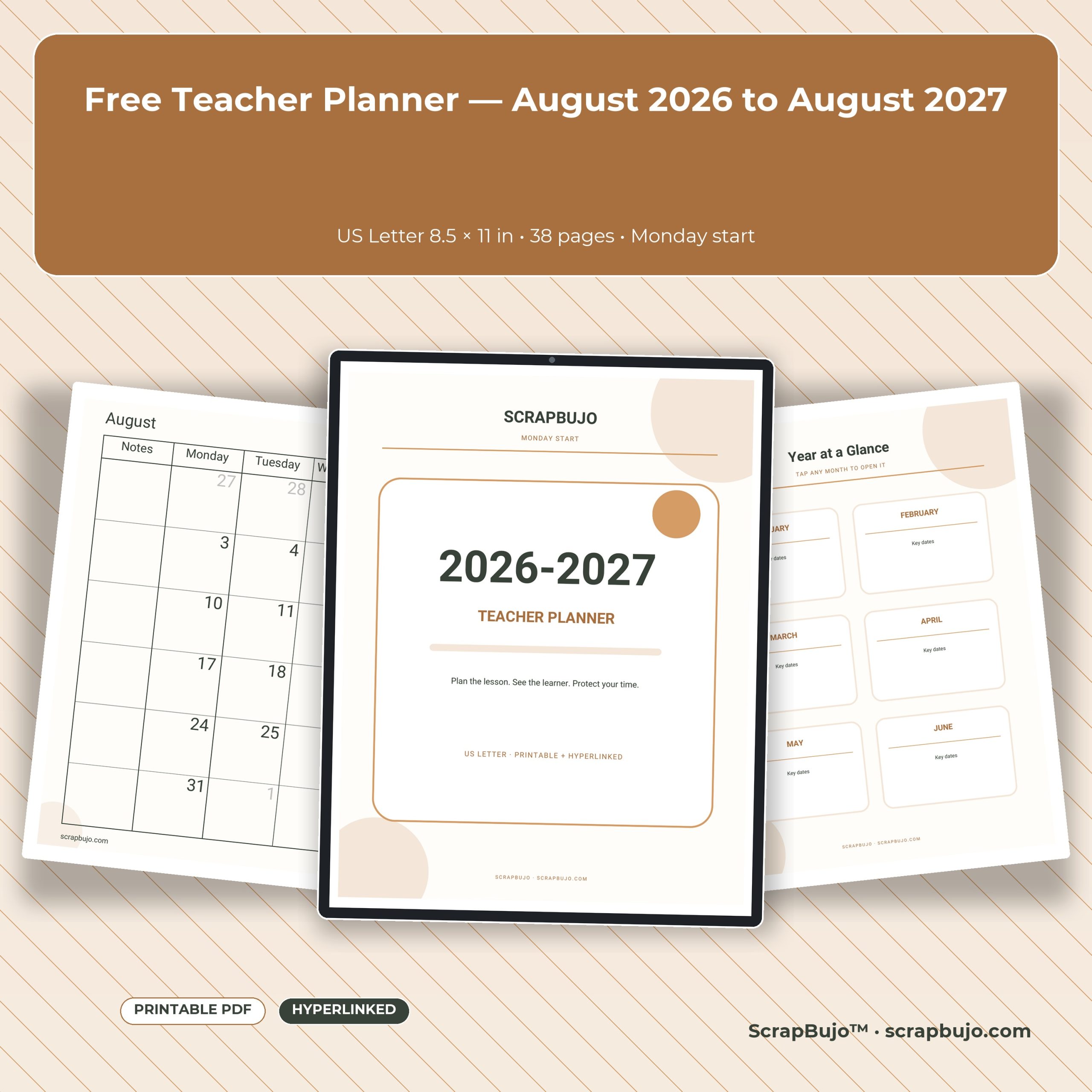 Free Teacher Planner — August 2026 to August 2027
