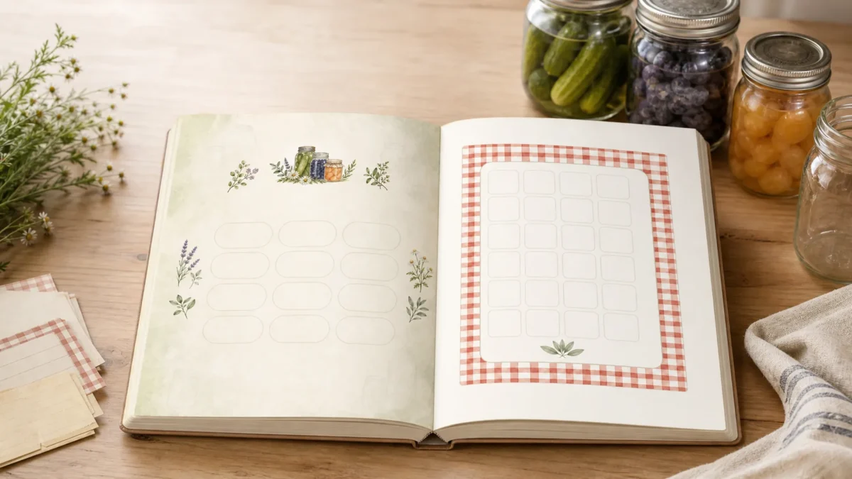 Canning Journal Page Ideas: Turn a Preserving Recipe Into a Keepsake scrapbook collection editorial mockup using the collection paper previews