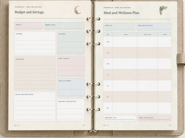 Free 2026 A5 Planner — Monday Start PDF Pair