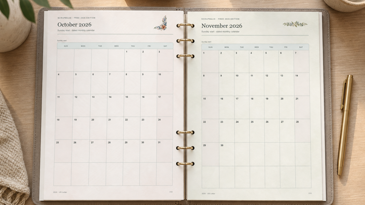 US Letter Sunday start planner pair shown with original pages