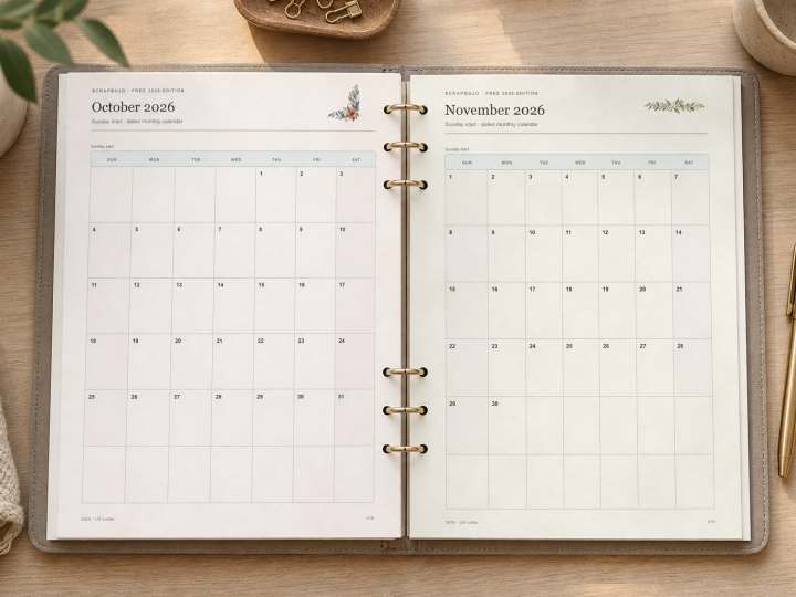 US Letter Sunday start planner pair shown with original pages