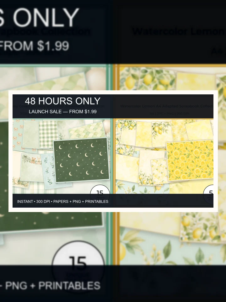 48 Hours Only: ScrapBujo Digital Scrapbook Kits from $1.99 visual story illustration