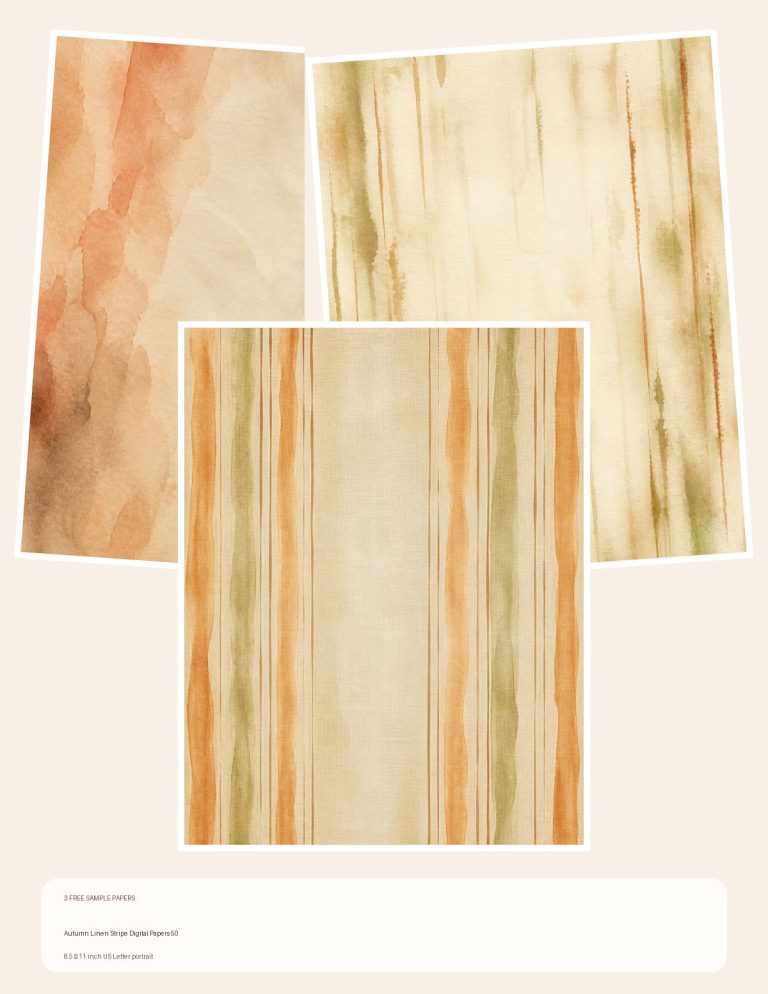 Free Autumn Linen Stripe Digital Papers 50 – 3 Printable Scrapbook Paper Samples preview