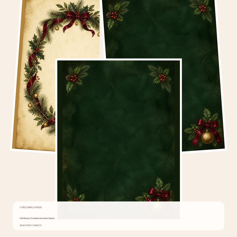 Free Old Money Christmas Heirloom Papers – 3 Scrapbook Paper Samples preview