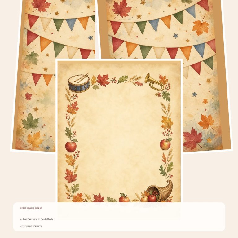 Free Vintage Thanksgiving Parade Digital – 3 Scrapbook Paper Samples preview